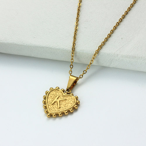 Collar con letra inicial de corazón personalizado chapado en oro de 18 k SSNEG143-32420