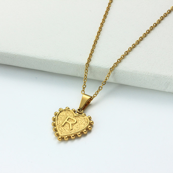 Collar con letra inicial de corazón personalizado chapado en oro de 18 k SSNEG143-32427