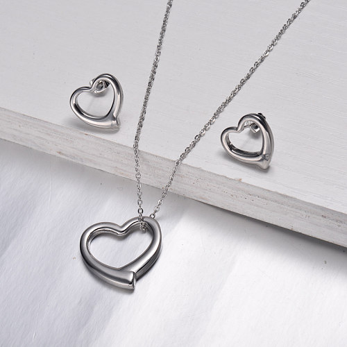 Conjuntos de joias com corações de aço inoxidável -SSCSG143-32614