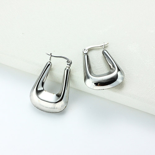 Stainless Steel Steel Color Minimalist Style Hoop Earrings -SSEGG143-32387