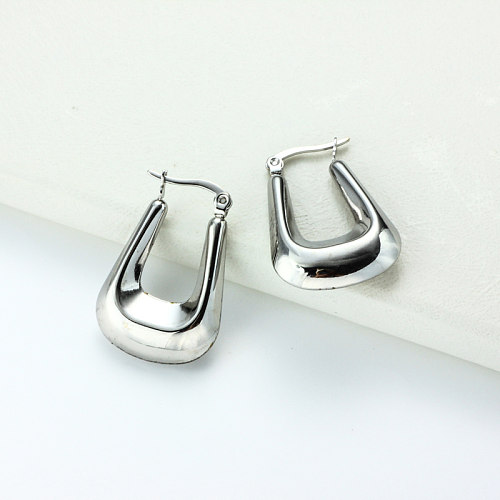 Boucles d'oreilles créoles de style minimaliste en acier inoxydable - SSEGG143-32387
