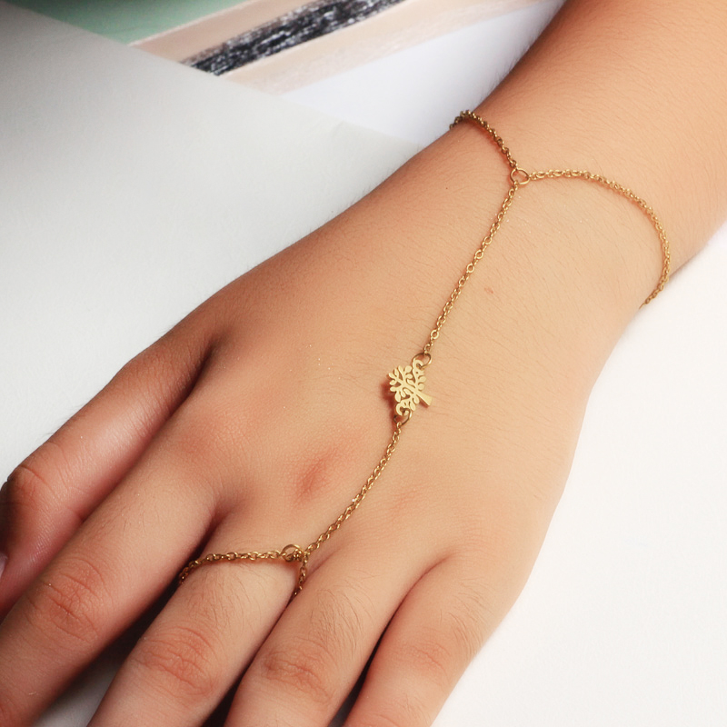 18K Gold Plated Bracelet Connected Ring Chain-SSBTG142-32649 - Jewenoir 18K Gold Plated Bracelet Connected Ring Chain-SSBTG142-32649 - Jewenoir