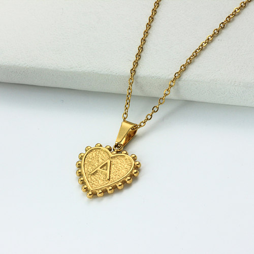 Collar con letra inicial de corazón personalizado chapado en oro de 18 k SSNEG143-32410