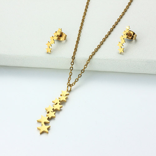 18K Gold Plated Star Bar Jewelry Sets -SSCSG143-32346