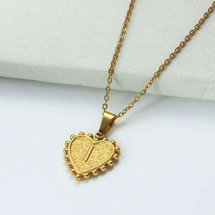 Collar con letra inicial de corazón personalizado chapado en oro de 18 k SSNEG143-32418