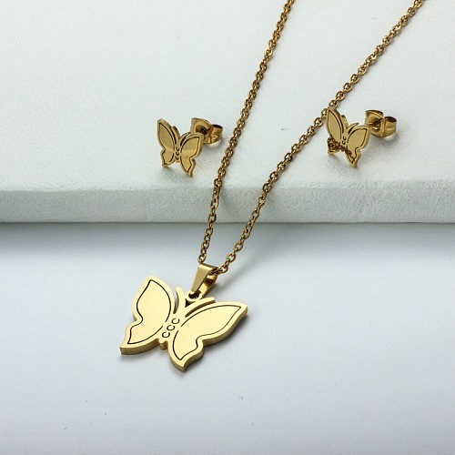 Stainless Steel Butterfly Jewelry Sets-SSCSG143-32340
