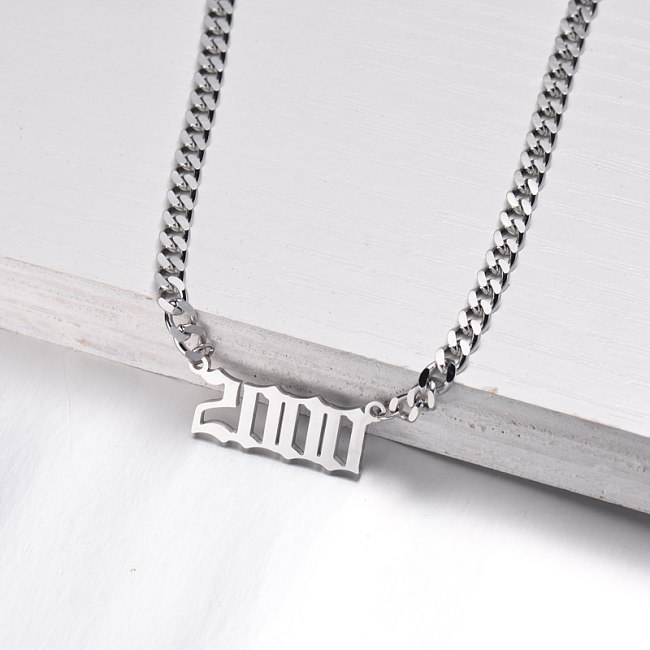 Stainless Steel Multi Layered Birth Year Necklace -SSNEG142-32588