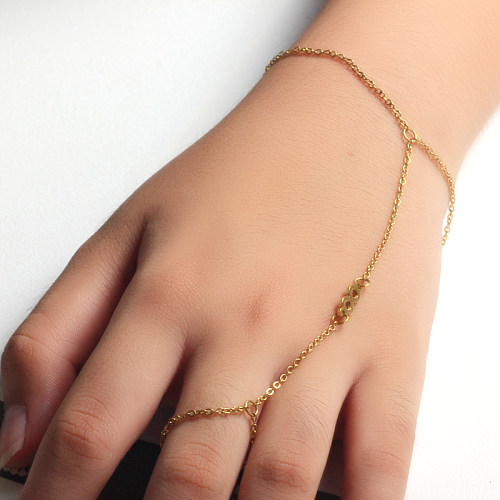 18K Gold Plated Bracelet Connected Ring Chain-SSBTG142-32646