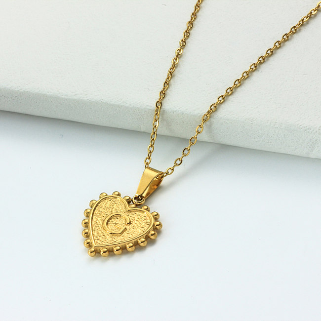 Collar con letra inicial de corazón personalizado chapado en oro de 18 k SSNEG143-32416