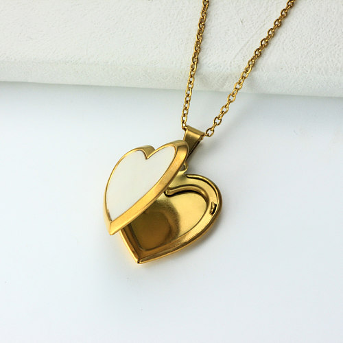 Stainless Steel 18k Gold Plated Locket Pendant Necklace -SSNEG143-32408