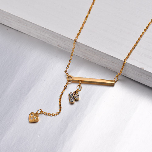 18k Gold Plated Bar Necklace -SSNEG142-32533