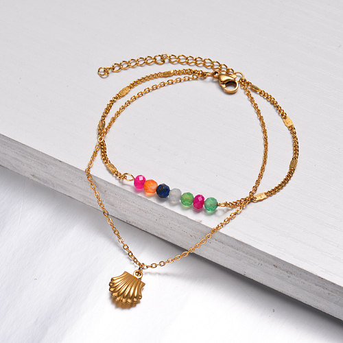 18 Karat vergoldetes Perlen-Seestern-Armband für Strand -SSBTG142-32599