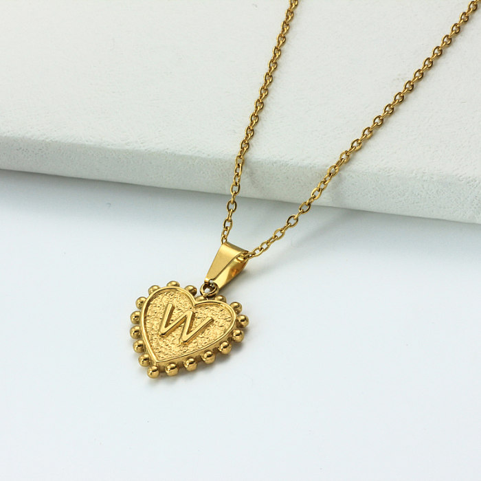 Collar con letra inicial de corazón personalizado chapado en oro de 18 k SSNEG143-32432
