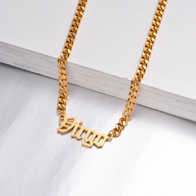 18K Gold Plated Zodiac Necklace for Girls -SSNEG142-32513