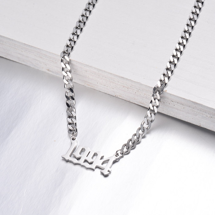 Stainless Steel Multi Layered Birth Year Necklace -SSNEG142-32596