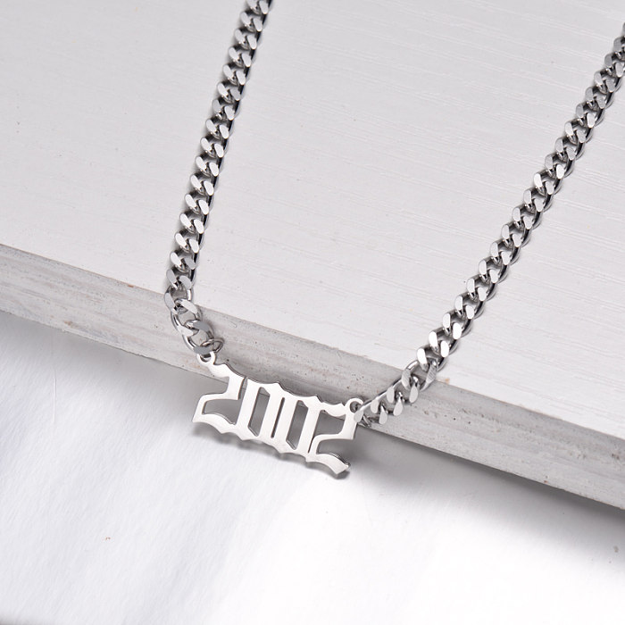 Stainless Steel Multi Layered Birth Year Necklace -SSNEG142-32590