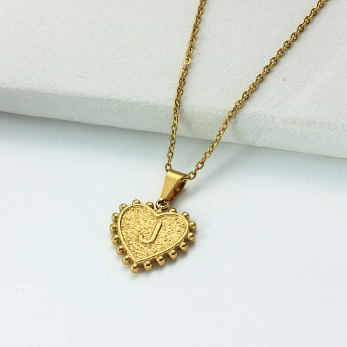 Collar con letra inicial de corazón personalizado chapado en oro de 18 k SSNEG143-32419