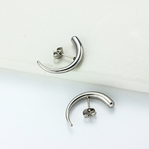 Stainless Steel Steel Color Minimalist Style Hoop Earrings -SSEGG143-32394