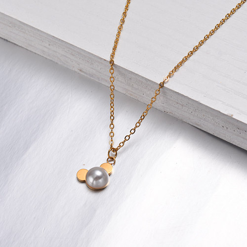 Collier de perles plaqué or 18 carats -SSNEG142-32536
