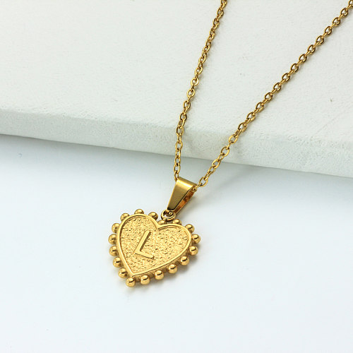 Collar con letra inicial de corazón personalizado chapado en oro de 18 k SSNEG143-32421