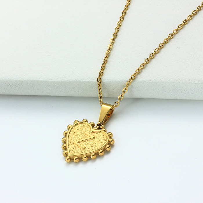 Collar con letra inicial de corazón personalizado chapado en oro de 18 k SSNEG143-32435