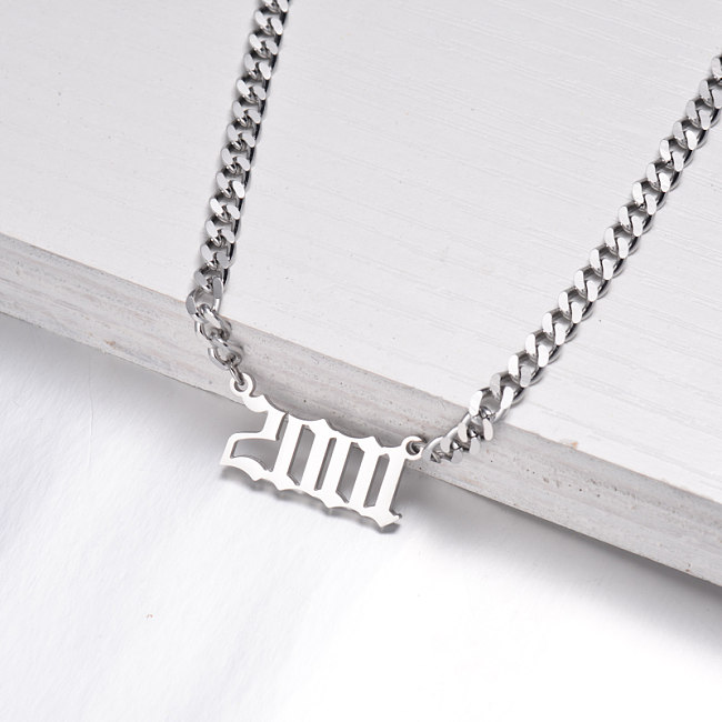Stainless Steel Multi Layered Birth Year Necklace -SSNEG142-32589