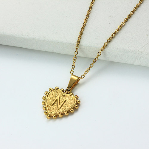 Collar con letra inicial de corazón personalizado chapado en oro de 18 k SSNEG143-32423