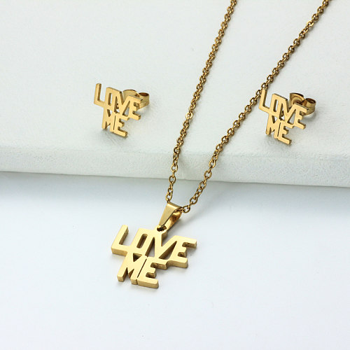 Stainless Steel Love Me Jewelry Sets -SSCSG143-32350