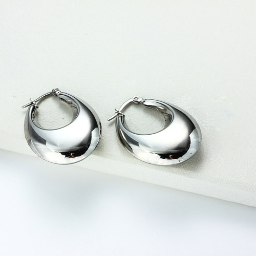 Boucles d'oreilles créoles de style minimaliste en acier inoxydable - SSEGG143-32383