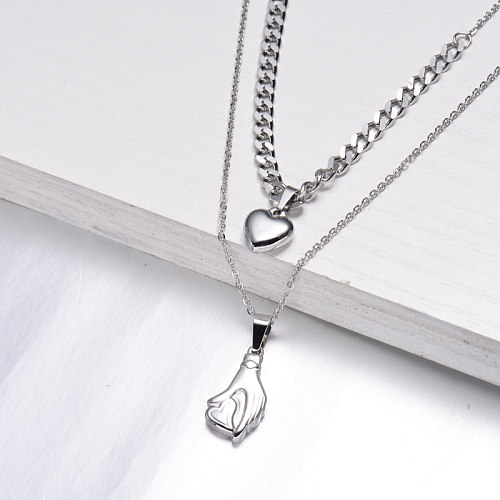 Stainless Steel Multi Layered Necklace -SSNEG142-32565