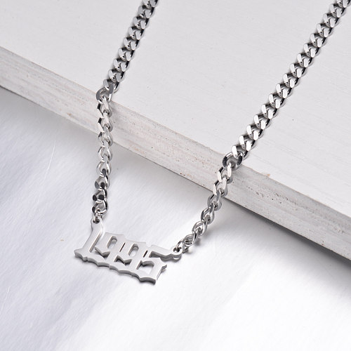 Stainless Steel Multi Layered Birth Year Necklace -SSNEG142-32597