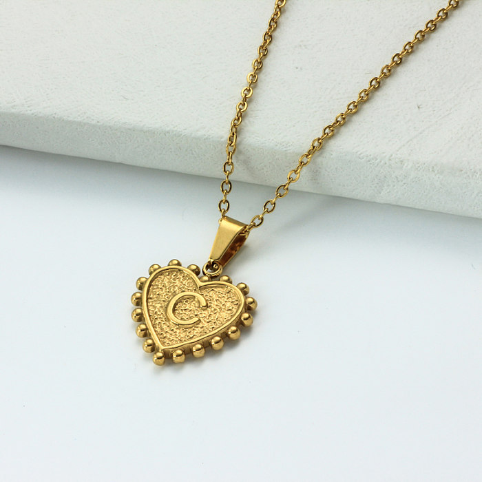 Collar con letra inicial de corazón personalizado chapado en oro de 18 k SSNEG143-32412