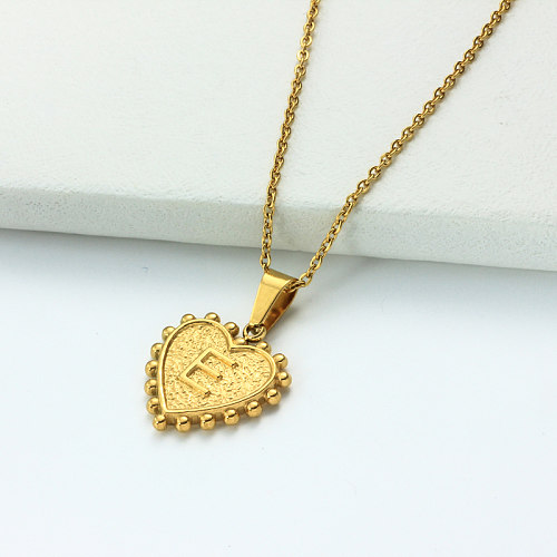 Colar com letras iniciais de coração personalizado banhado a ouro 18k SSNEG143-32414