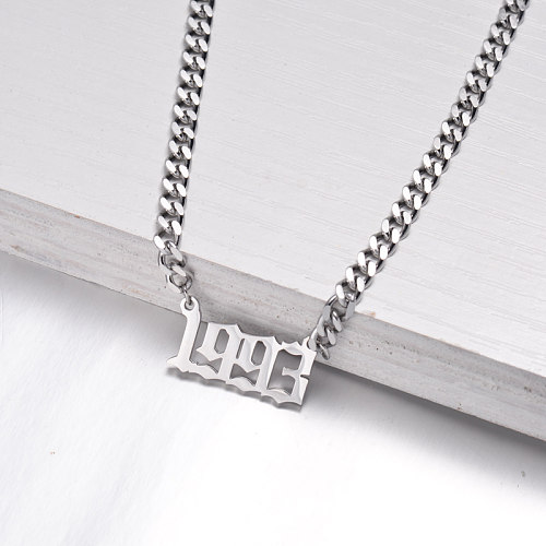 Stainless Steel Multi Layered Birth Year Necklace -SSNEG142-32595