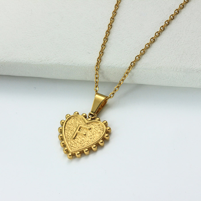 Collar con letra inicial de corazón personalizado chapado en oro de 18 k SSNEG143-32415