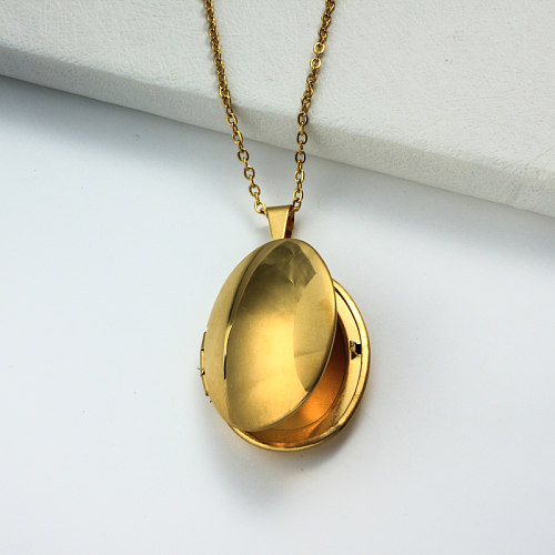 Stainless Steel 18k Gold Plated Locket Pendant Necklace -SSNEG143-32399
