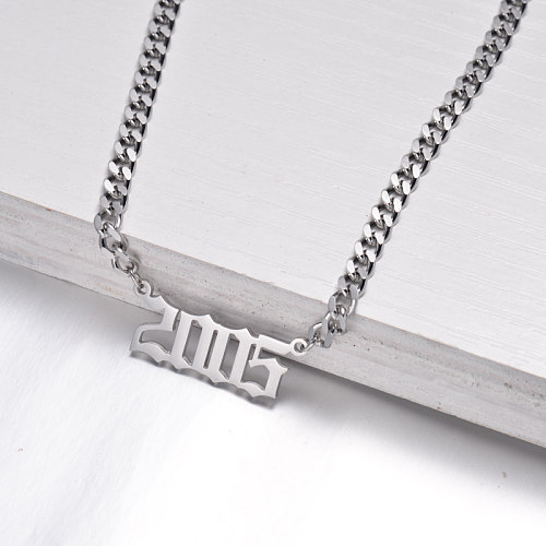 Stainless Steel Multi Layered Birth Year Necklace -SSNEG142-32593