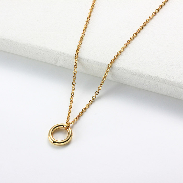 Stainless Steel Simple Circle Pendant Necklace -SSNEG142-32093
