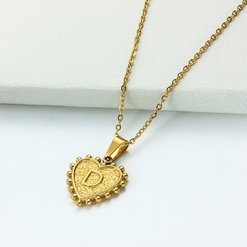 Collar con letra inicial de corazón personalizado chapado en oro de 18 k SSNEG143-32413