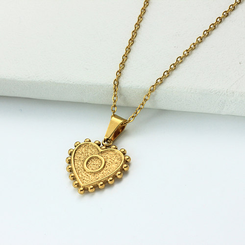 Collar con letra inicial de corazón personalizado chapado en oro de 18 k SSNEG143-32424