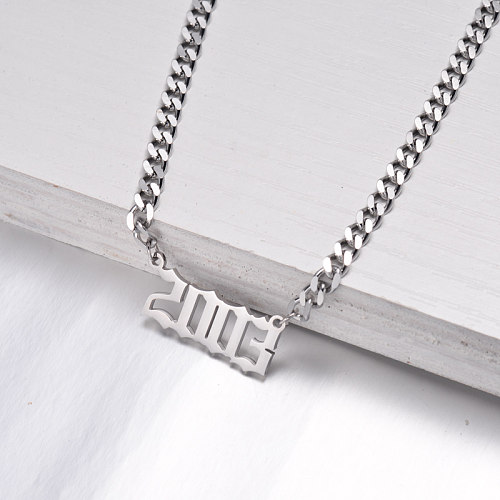 Stainless Steel Multi Layered Birth Year Necklace -SSNEG142-32591