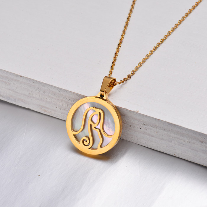 Colar banhado a ouro 18K Zodiac para meninas -SSNEG142-32519