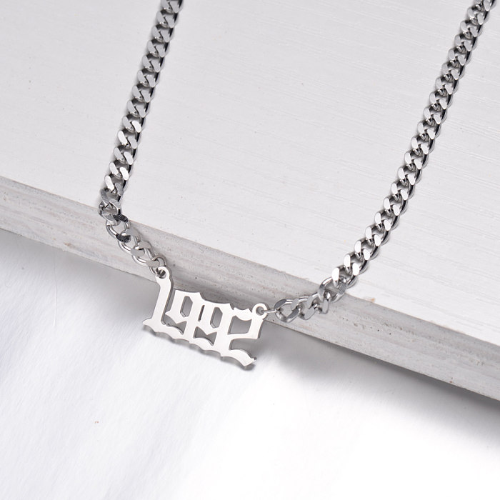 Stainless Steel Multi Layered Birth Year Necklace -SSNEG142-32594