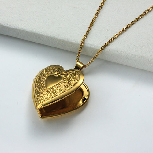 Stainless Steel 18k Gold Plated Locket Pendant Necklace -SSNEG143-32403