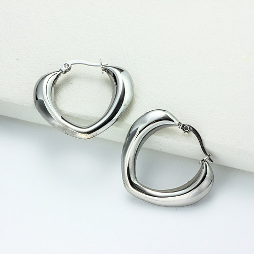 Boucles d'oreilles créoles de style minimaliste en acier inoxydable - SSEGG143-32389