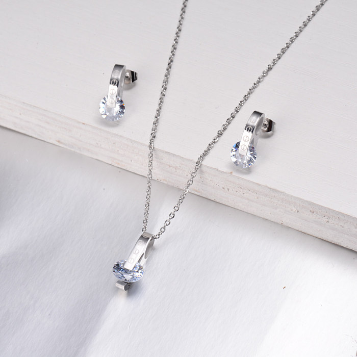 Stainless Steel Zircon Jewelry Sets -SSCSG143-32625