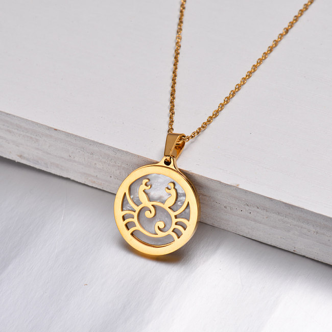 Colar banhado a ouro 18K Zodiac para meninas -SSNEG142-32520