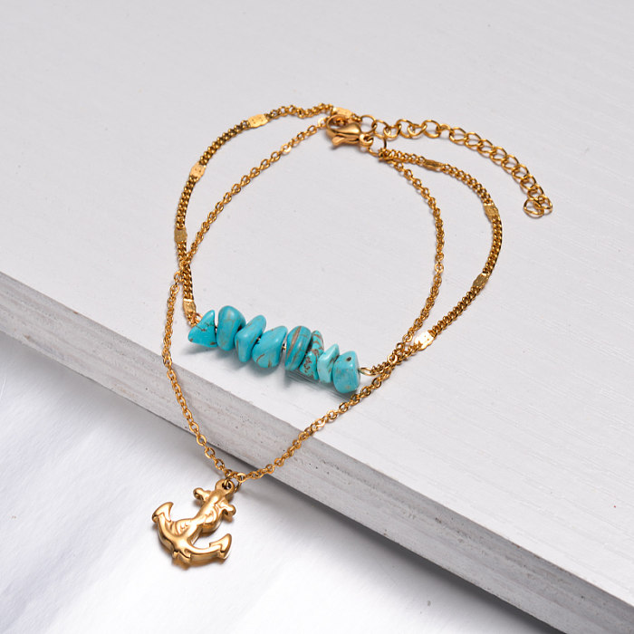 Pulsera de estrella de mar con cuentas bañada en oro de 18k para playa -SSBTG142-32600