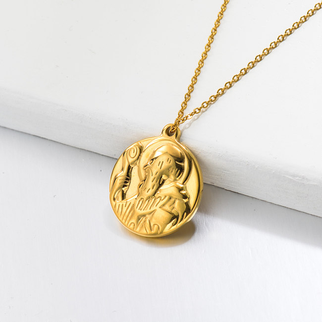 18k Gold Plated San Benito Medal Pendant Necklace -SSNEG143-32740