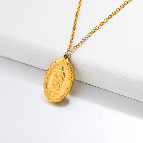18k Gold Plated San Benito Medal Pendant Necklace -SSNEG143-32730